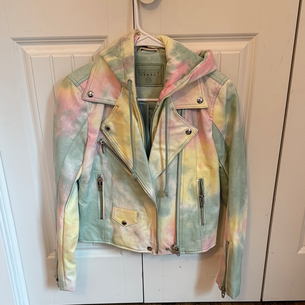 Tie-Dye Biker Jacket XS Removable Hood
